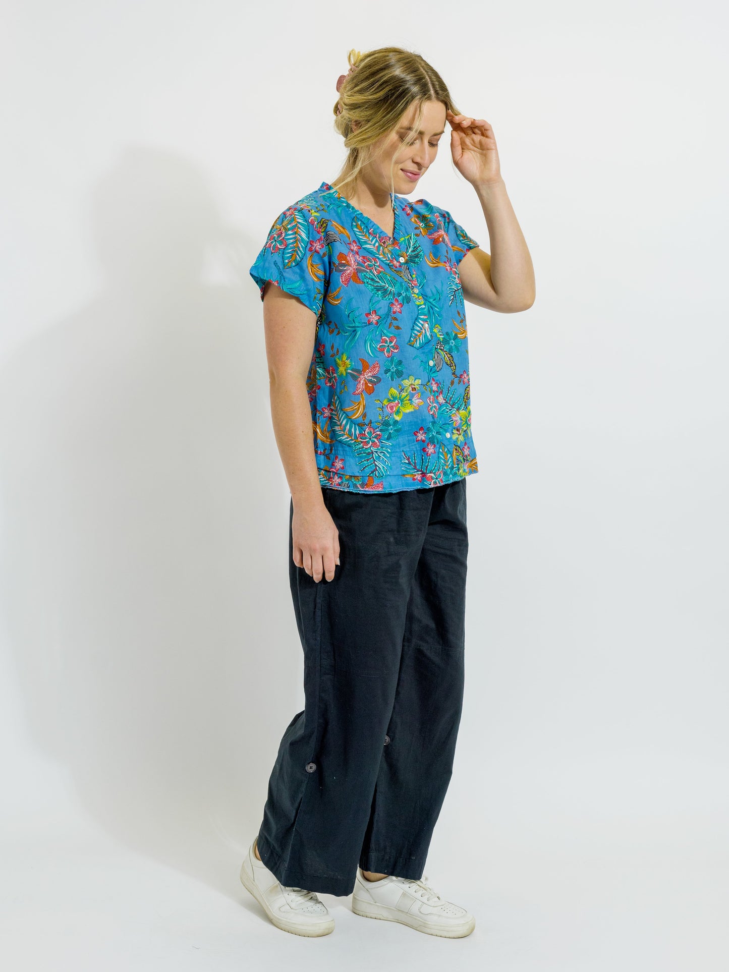 Capricorn Cotton Shirt in Blue Garden