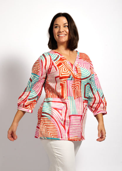Clara Top in Aqua Pink