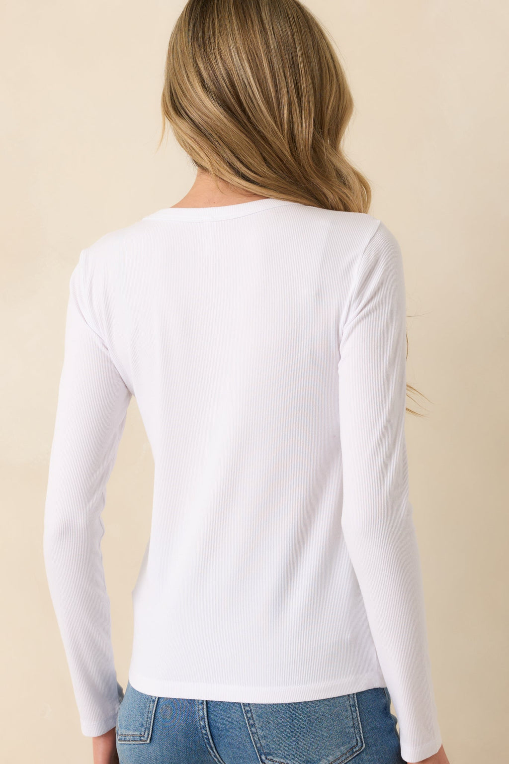 There When You Need It Ivory Ribbed Long Sleeve Tee