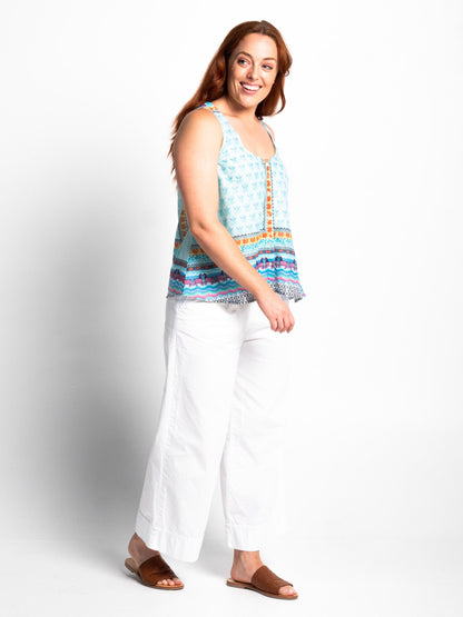 Chilli Mid-length Top in Blue Alpacas