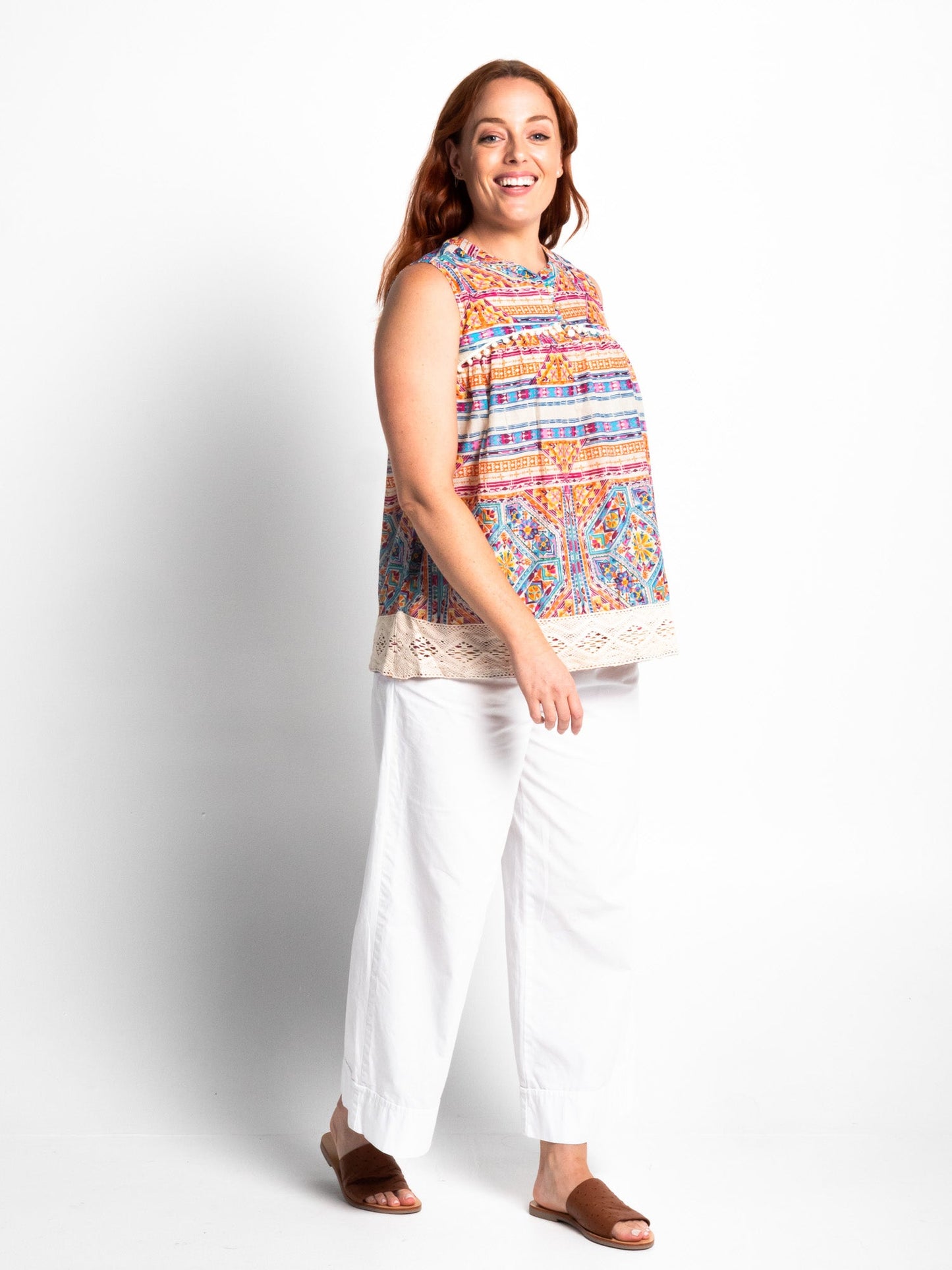 Chilli Short Top in Kaleido Orange