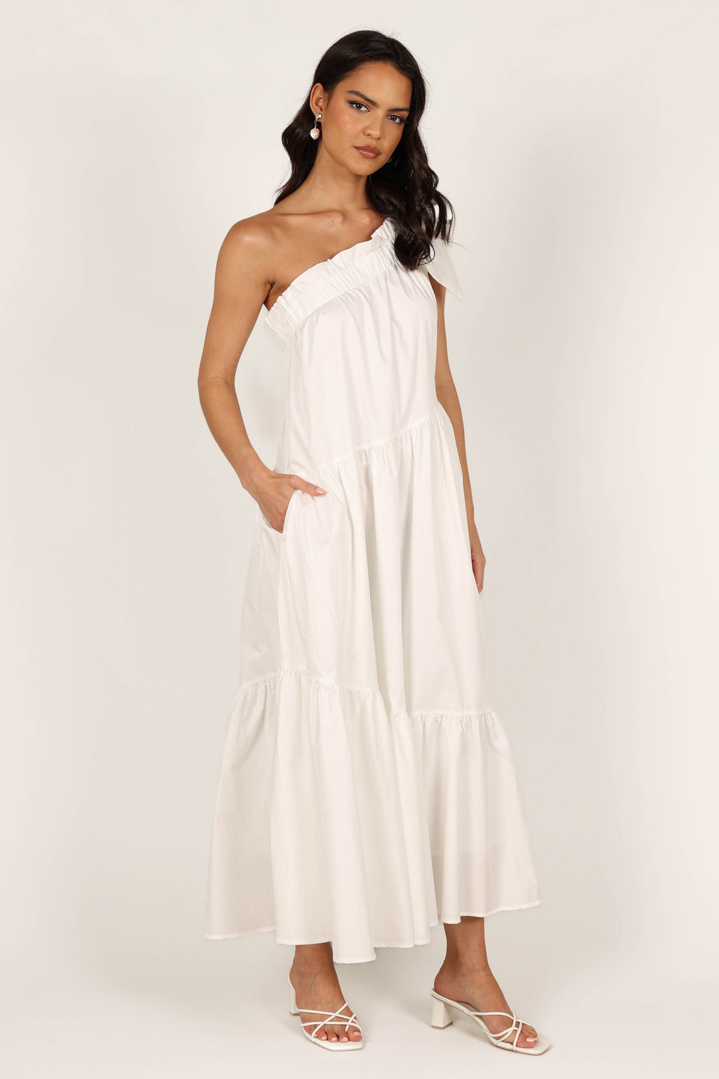 Ava One Shoulder Maxi Dress - White