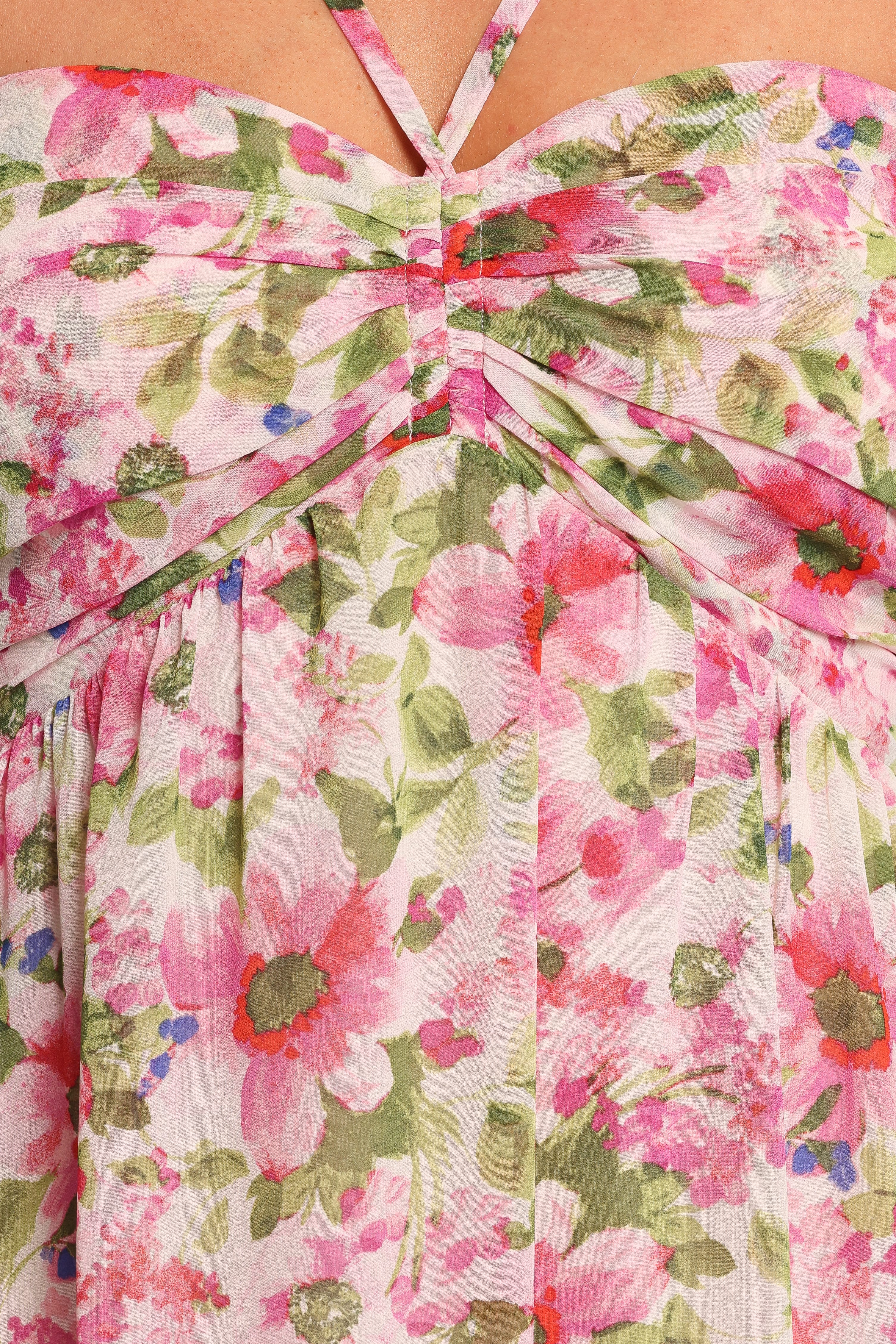 Cascade Halterneck Maxi Dress - Carmine Rose