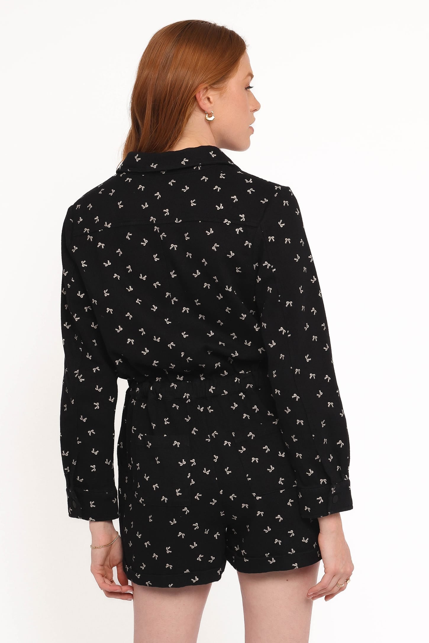 Niqui Long Sleeve Romper - Black Cream