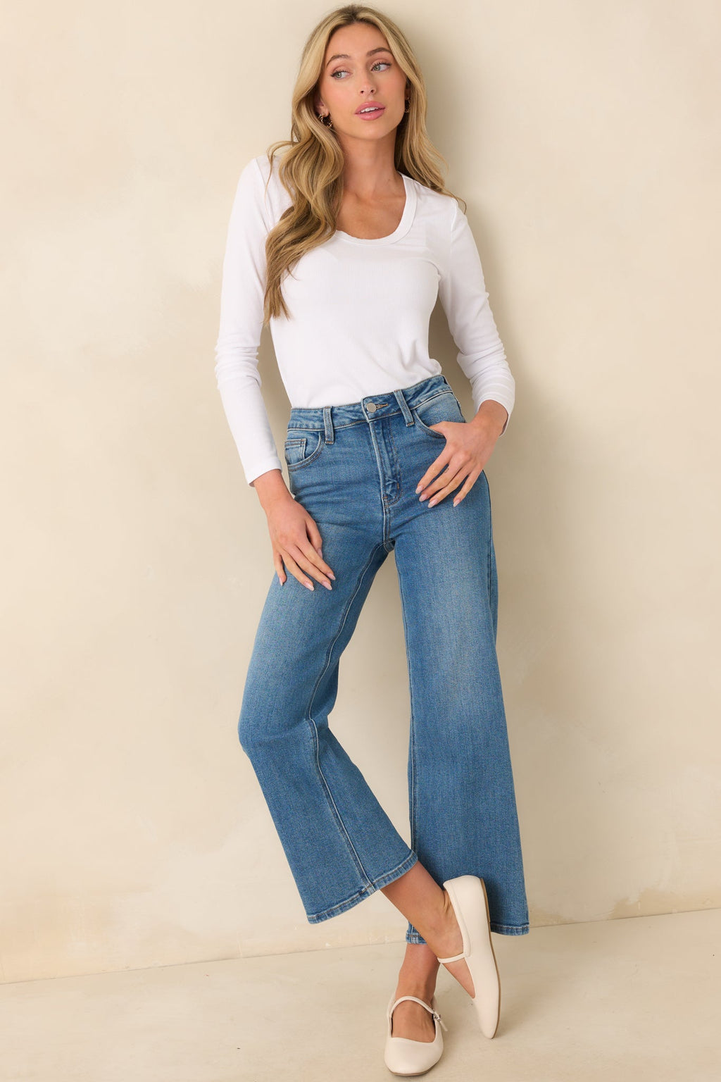 There When You Need It Ivory Ribbed Long Sleeve Tee